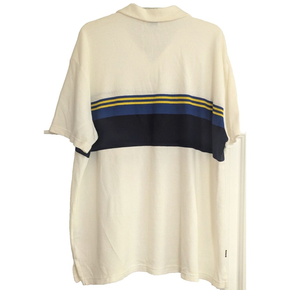 VTG 90s Men's Polo Sport Ralph Lauren Shirt NWT White Waffle Thermal Stripe XXL - Picture 2 of 7